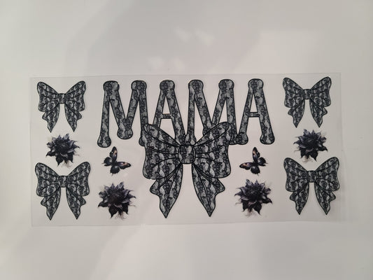 Black and Gray Lace and Bows Mama