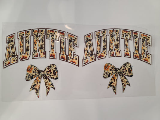 Fall Colored Auntie and Bow ~ Decal (one side only)