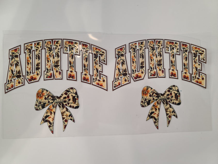 Fall Colored Auntie and Bow ~ Decal (one side only)