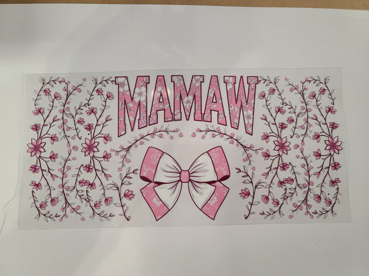 Mamaw Pink Floral With Bow