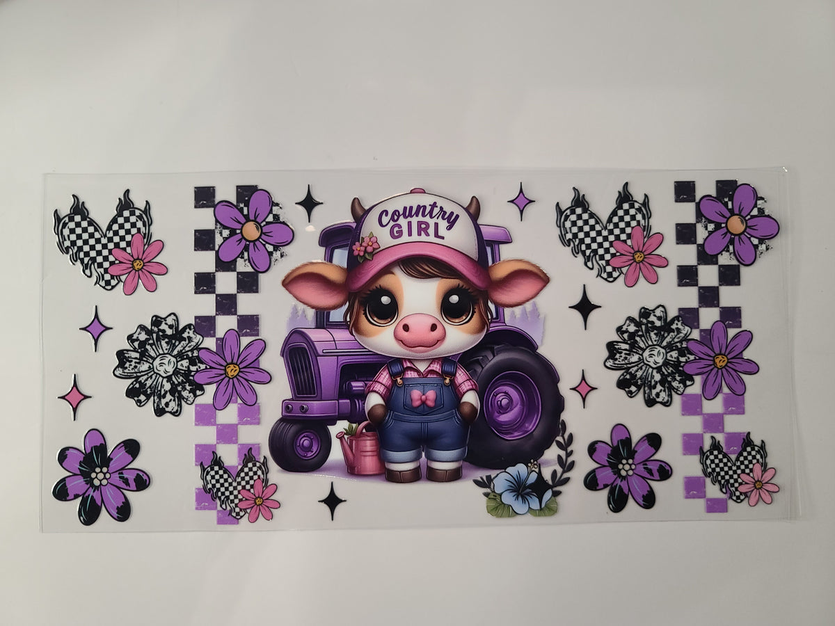 Country Girl Purple Tractor