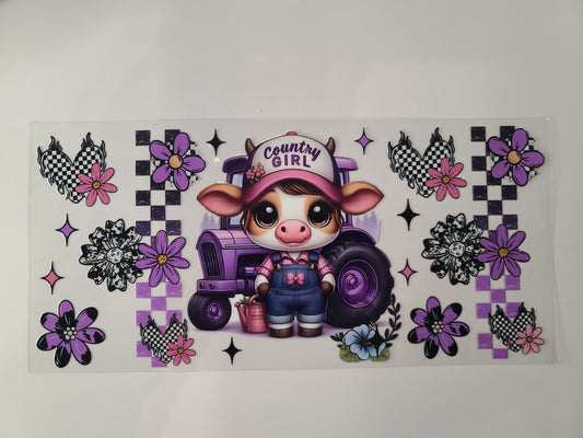 Country Girl Purple Tractor