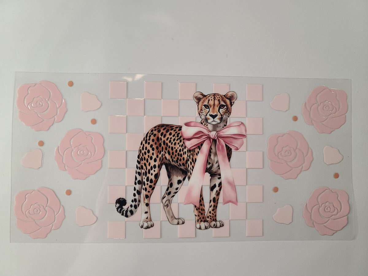Cheetah Pink Bow and Roses