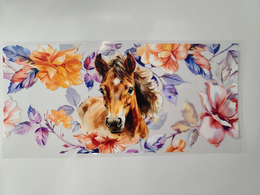 Brown Horse and Flowers