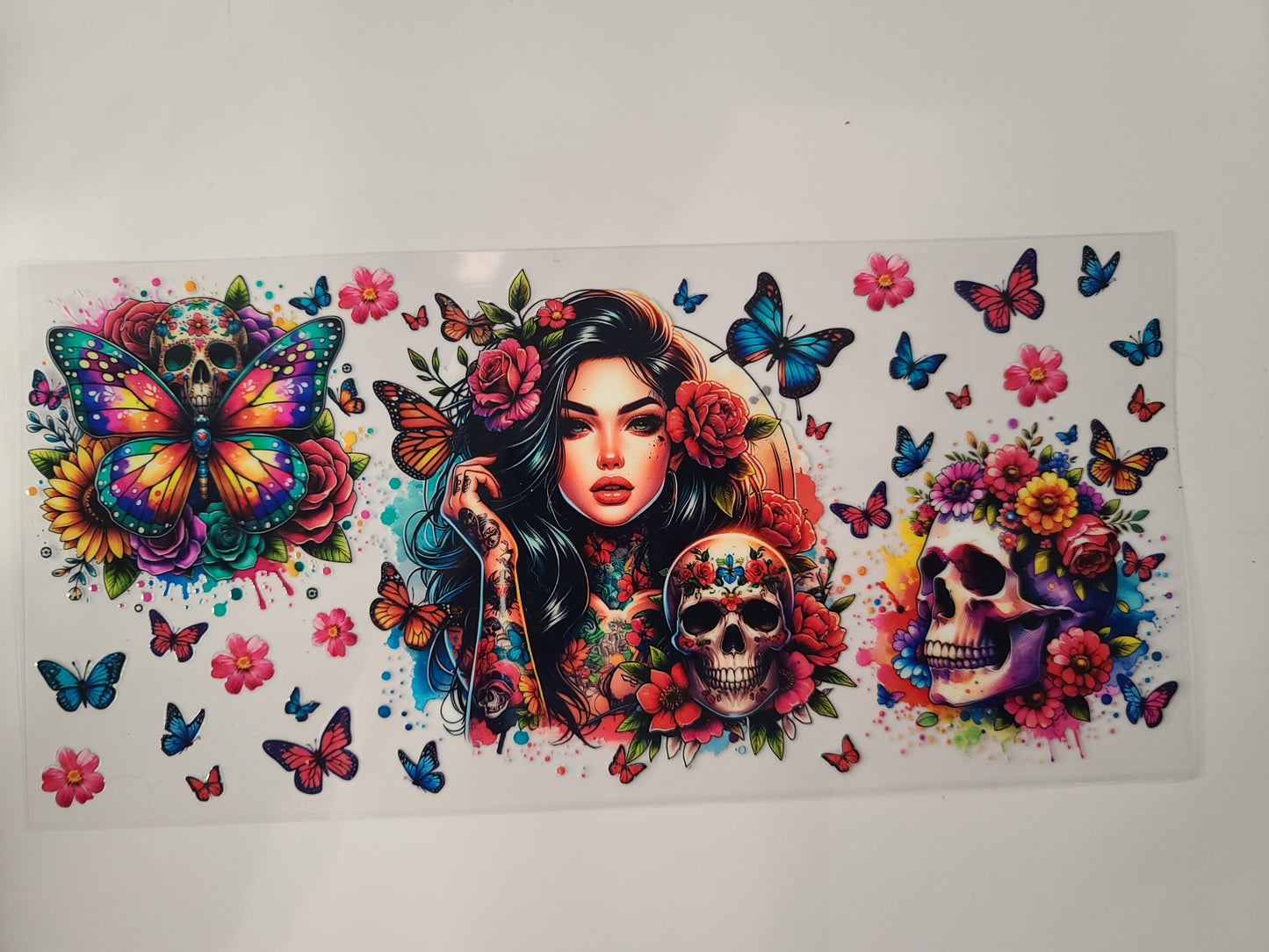 Tattoo Girl Skulls Butterflies Flowers
