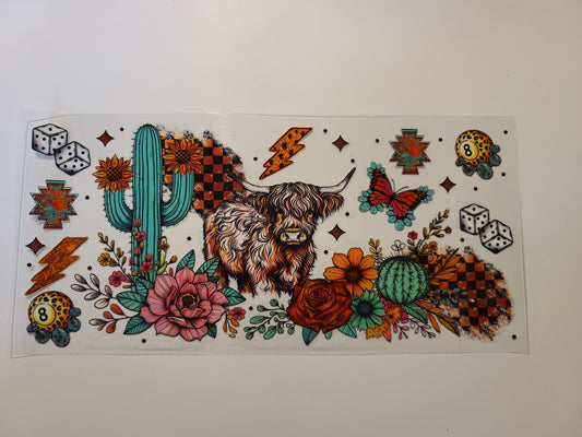 Highland Cow w/ Cactus/Florals W3