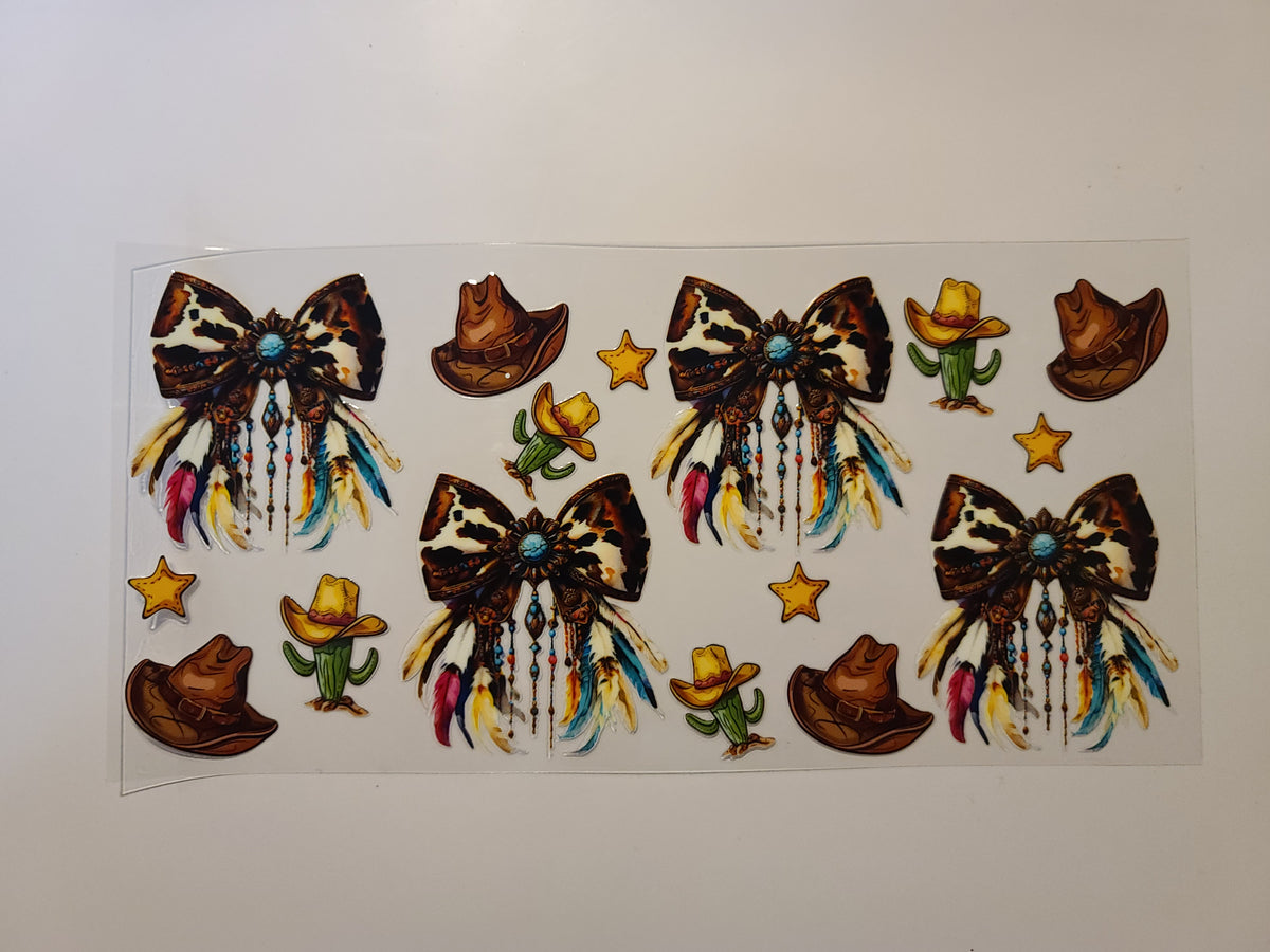 Cow Print Bows Hat Feathers W5