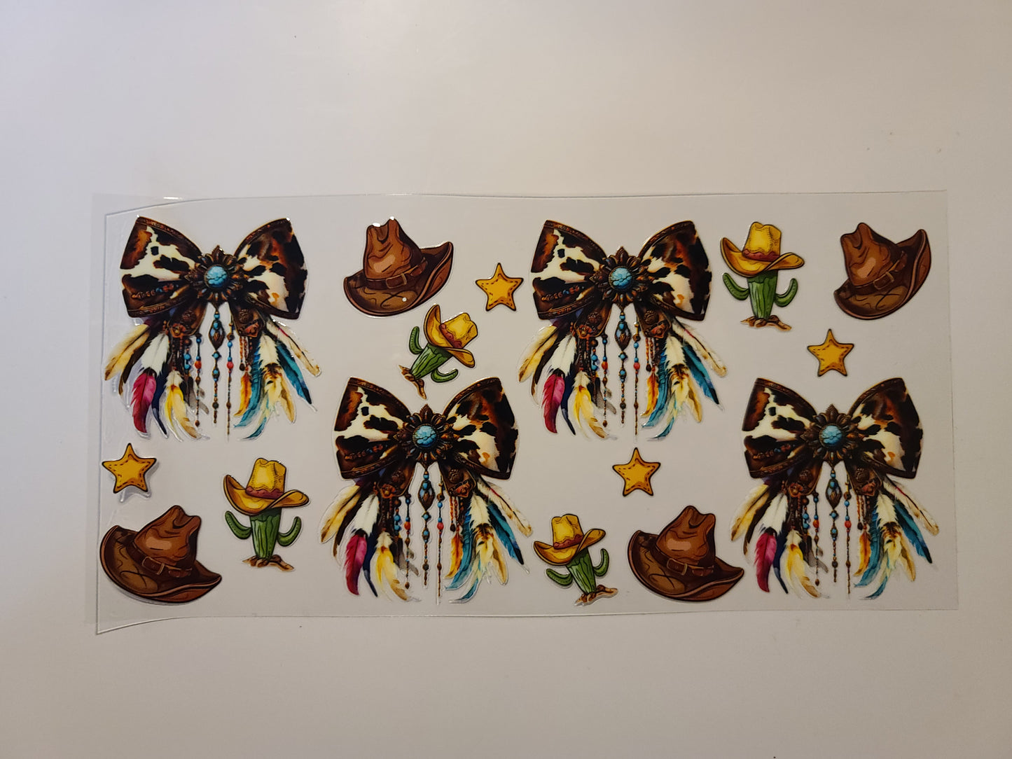 Cow Print Bows Hat Feathers W5