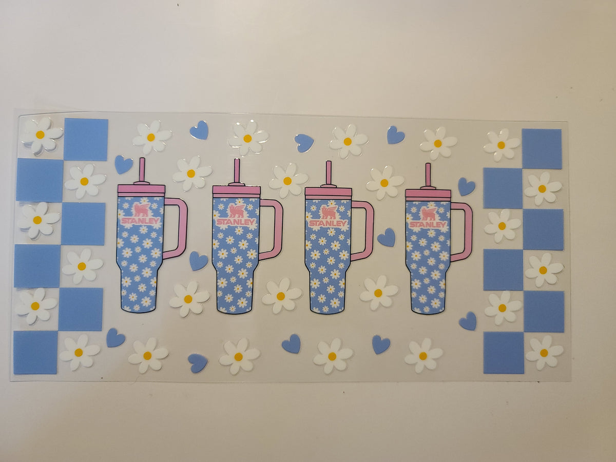 Stanley Cup Pink and Blue With Daisies
