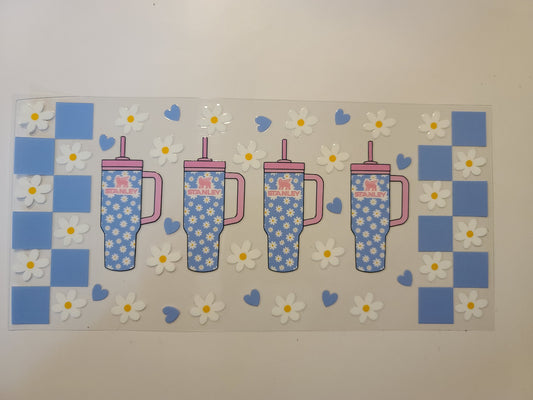 Stanley Cup Pink and Blue With Daisies