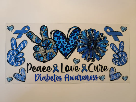 Peace Love Cure Diabetes Awareness With Cheetah Print