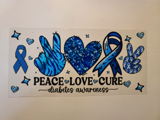 Peace Love Cure Diabetes Awareness With Zebra Print