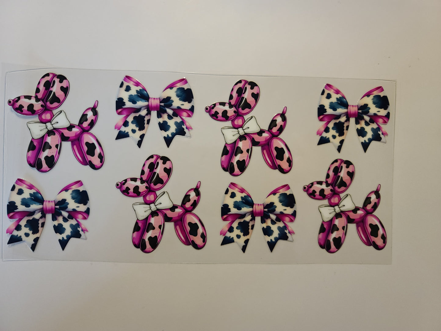 Pink Cow Print Balloon Dog and Bows