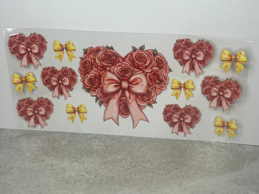 Pink Heart of Roses & Bows