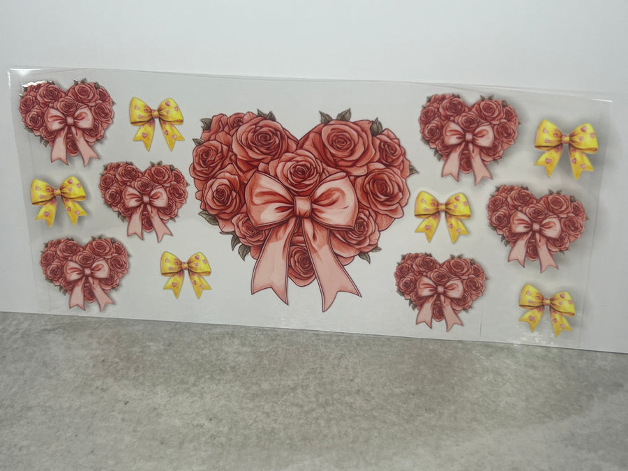 Pink Heart of Roses & Bows