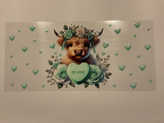 Valentines Highland Cow Green Be Mine