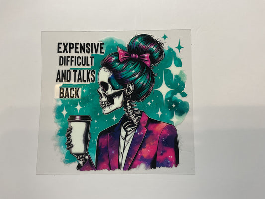 Expensive Difficult and Talks Back Skeleton Coffee Bow~ Decal