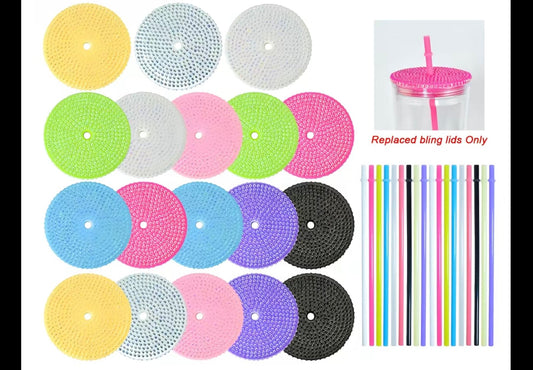 24oz Bling Lids & Matching Straws