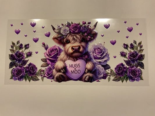 Valentines Purple Highland Cow Hugs and Moo