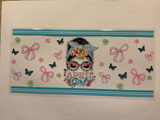 April Girl Bows Flowers Butterflies