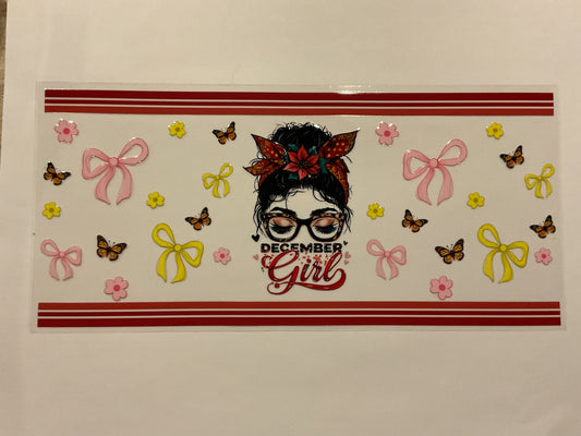 December Girl Bows Flowers Butterflies