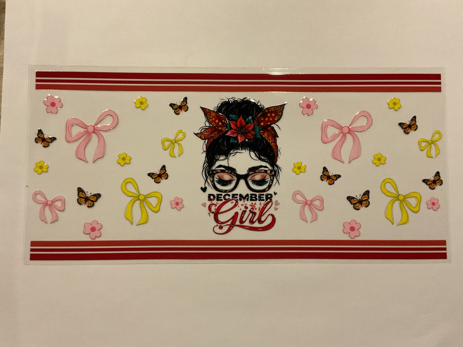 December Girl Bows Flowers Butterflies
