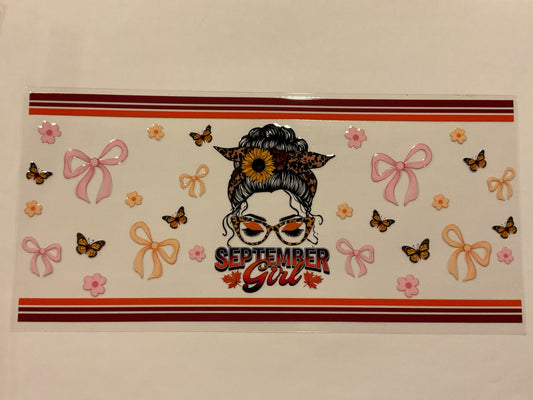 September Girl Bows Flowers Butterflies