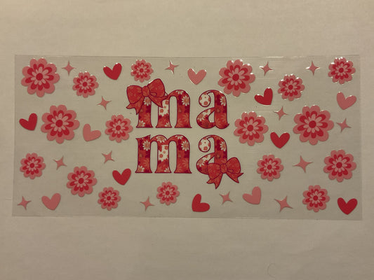 Mama Pink White Purple Hearts Bows and Flowers