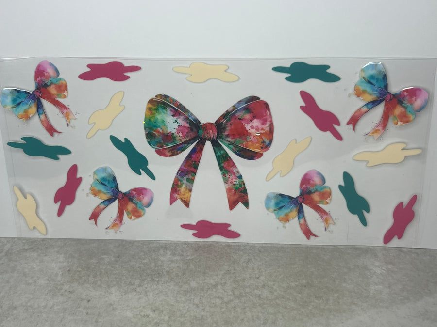 Colorful Bows with Paint Splotches