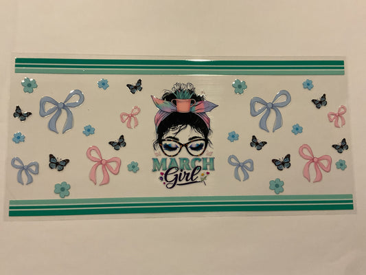 March Girl Bows Flowers Butterflies