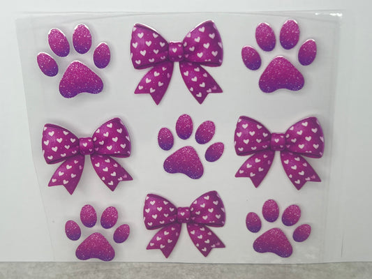 Pink Bows & Dog Paws DECAL ONLY
