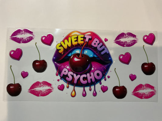 Sweet But Psycho Lips Cherries Hearts Quote