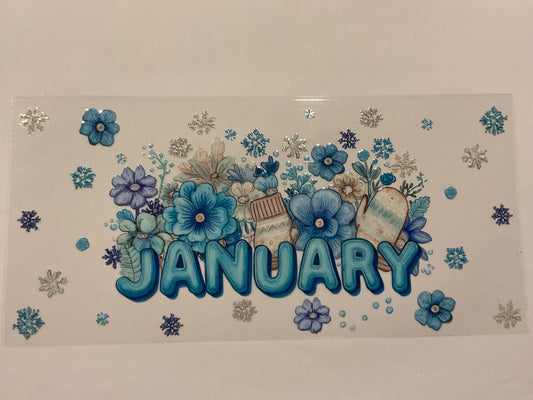 January Seasonal Flowers Mittens Snowflakes