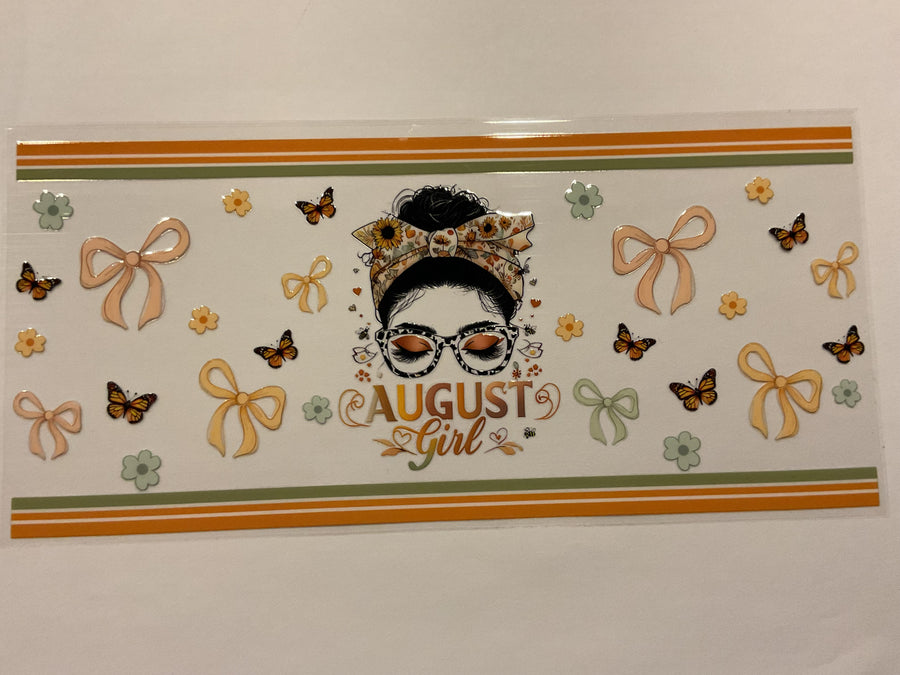 August Girl Bows Flowers Butterflies