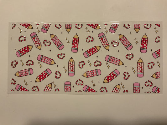 Valentines Teacher Pink Pencil Hearts