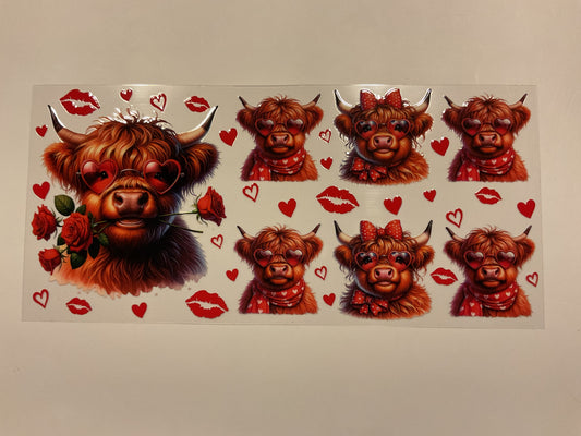 Valentines Highland Cow Glasses Rose
