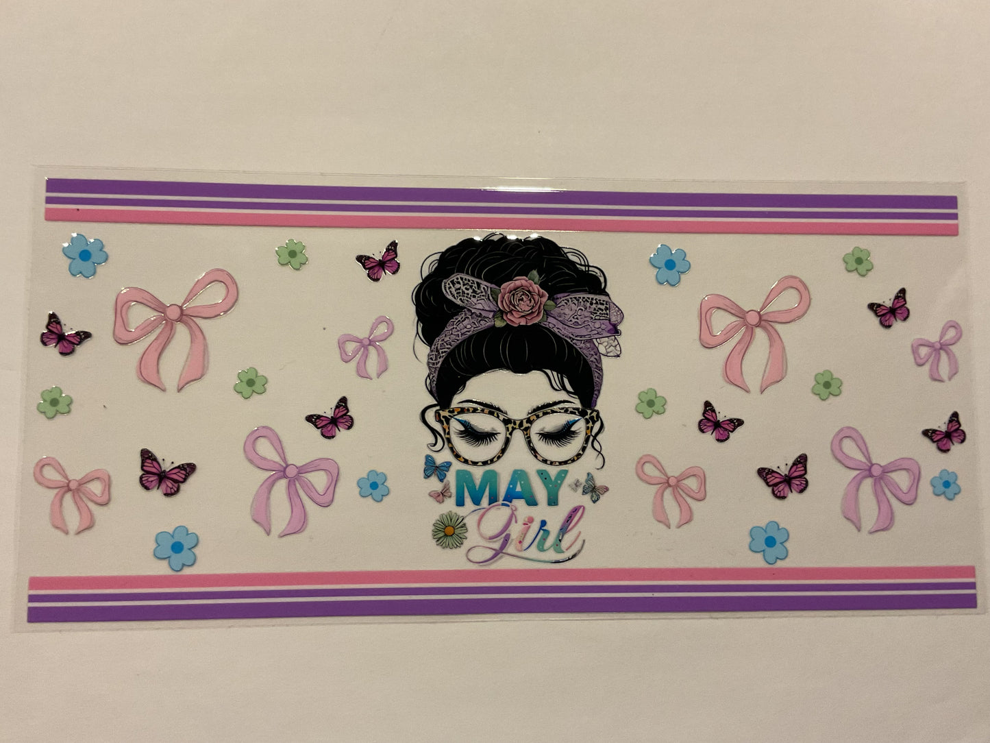 May Girl Bows Flowers Butterflies