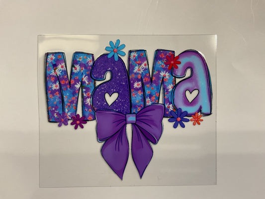 Mama Purple Flowers and Bow ~ Decal