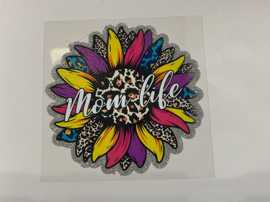 Mom Life Colorful Sunflower and Cheetah~ Decal