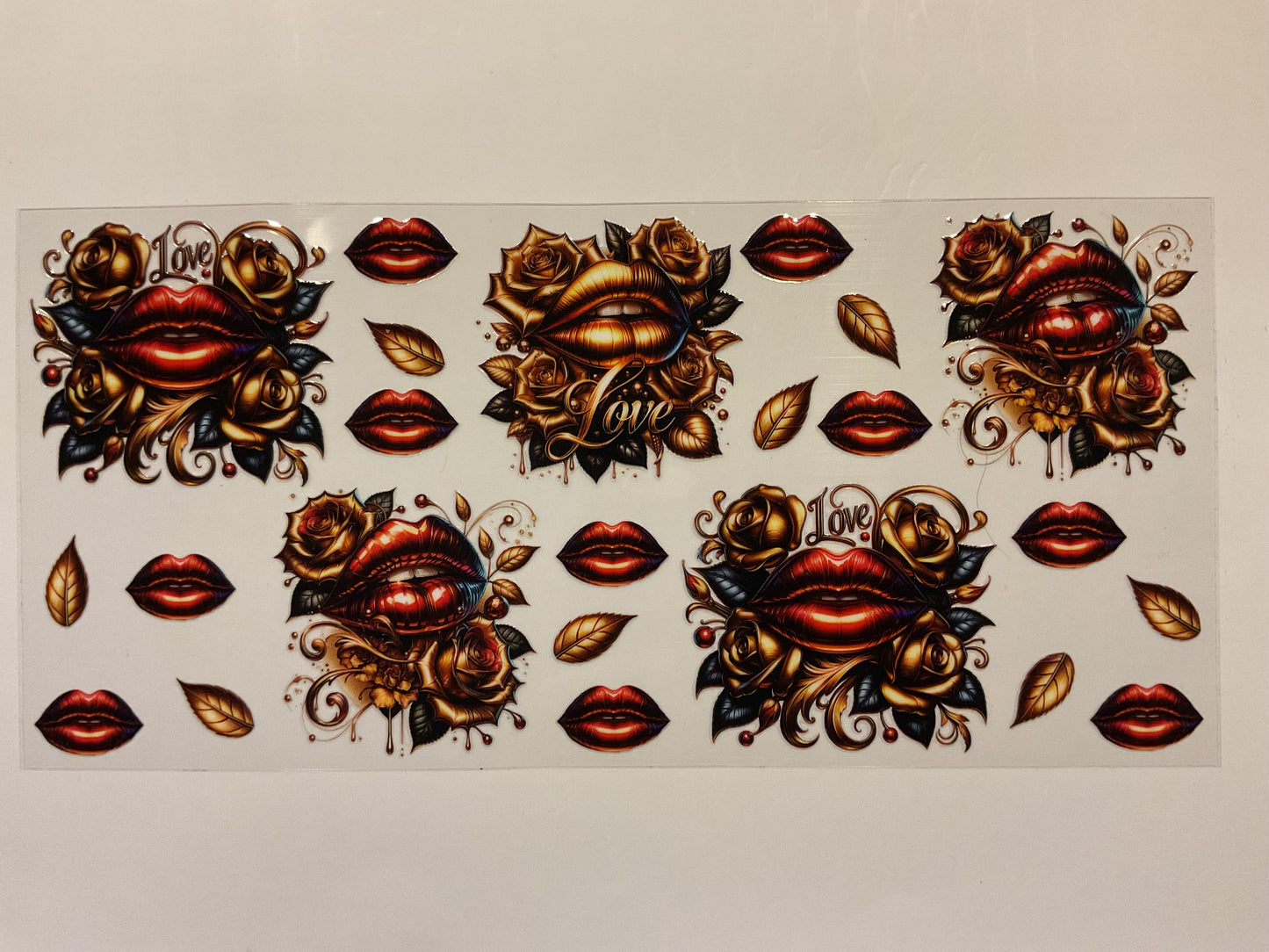 Red and Gold Lips Roses and Bows