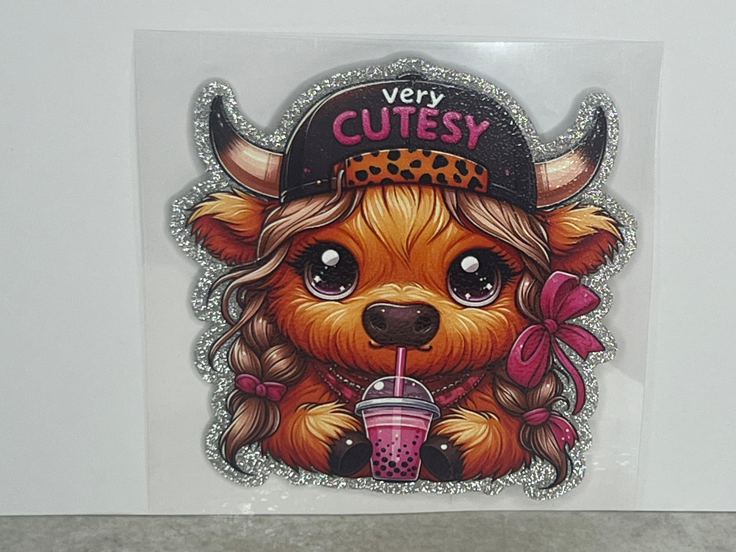 Highland Cow Hot Mess Glitter ~ Decal