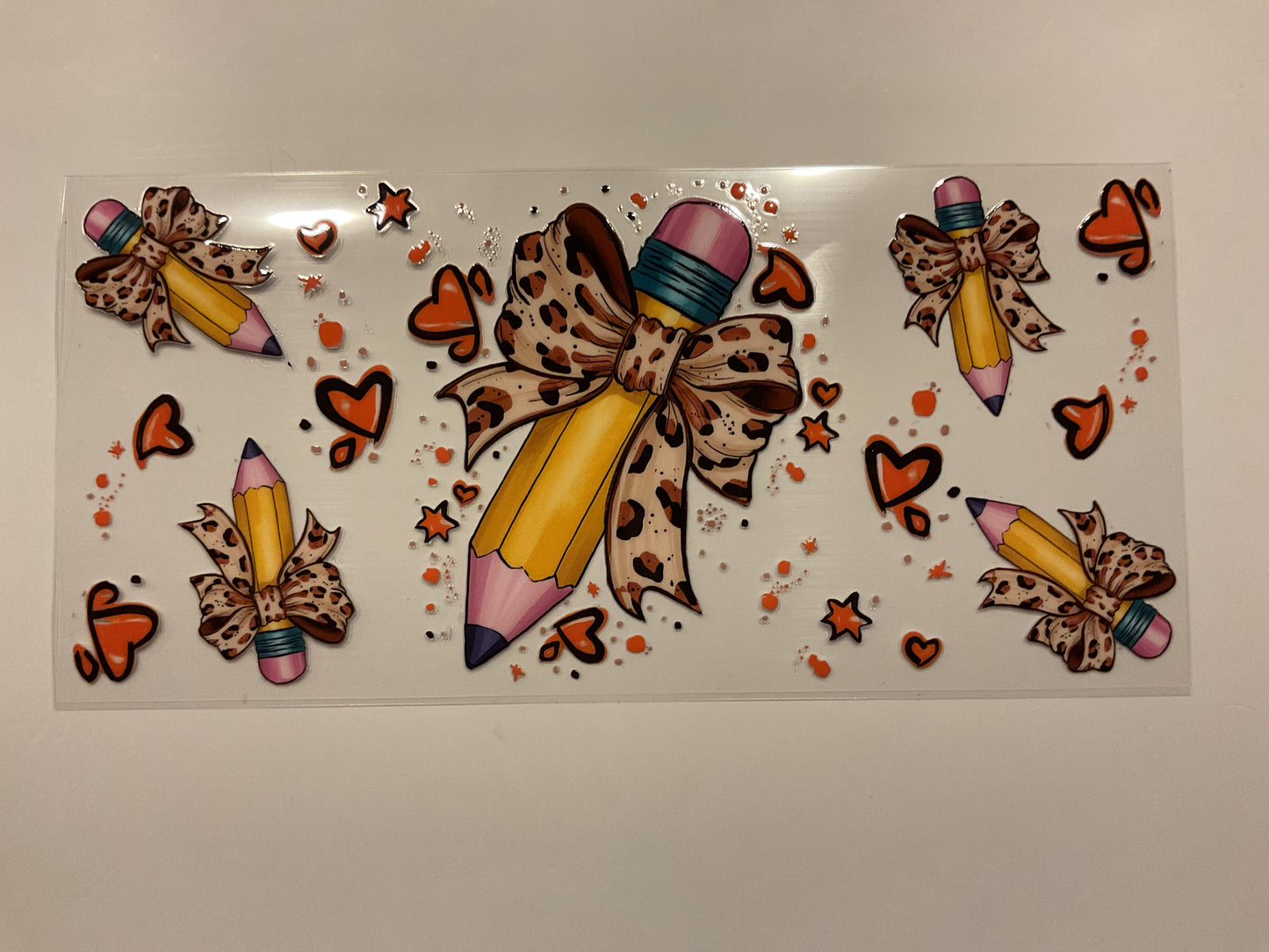 Pencil Cheetah Print Bow Teacher