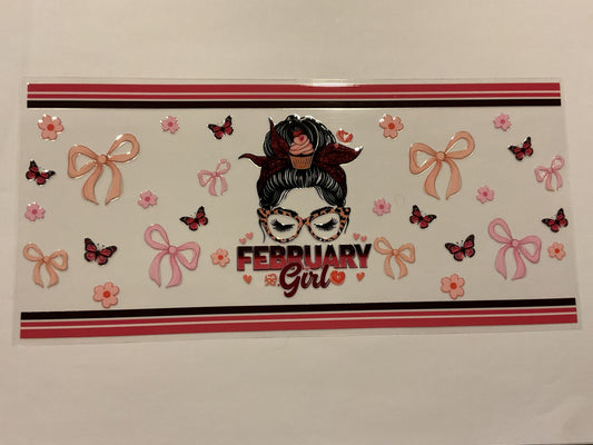 February Girl Bows Butterlies Flowers