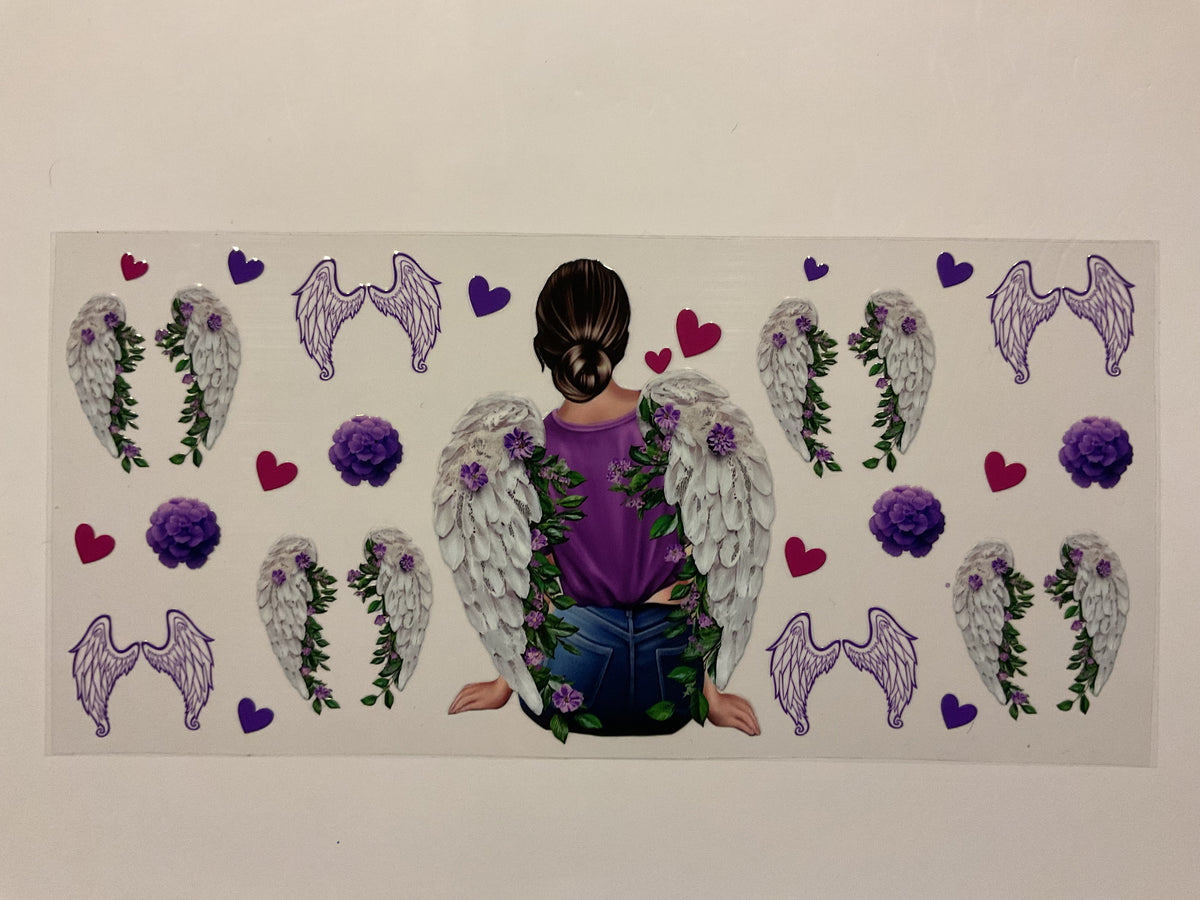Angel Wings Woman Flowers and Hearts Faith