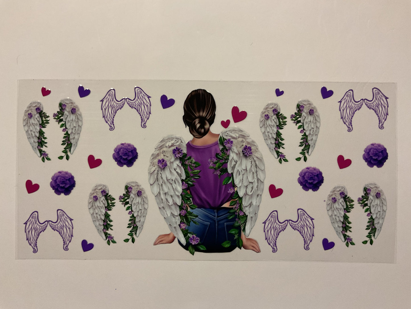 Angel Wings Woman Flowers and Hearts Faith