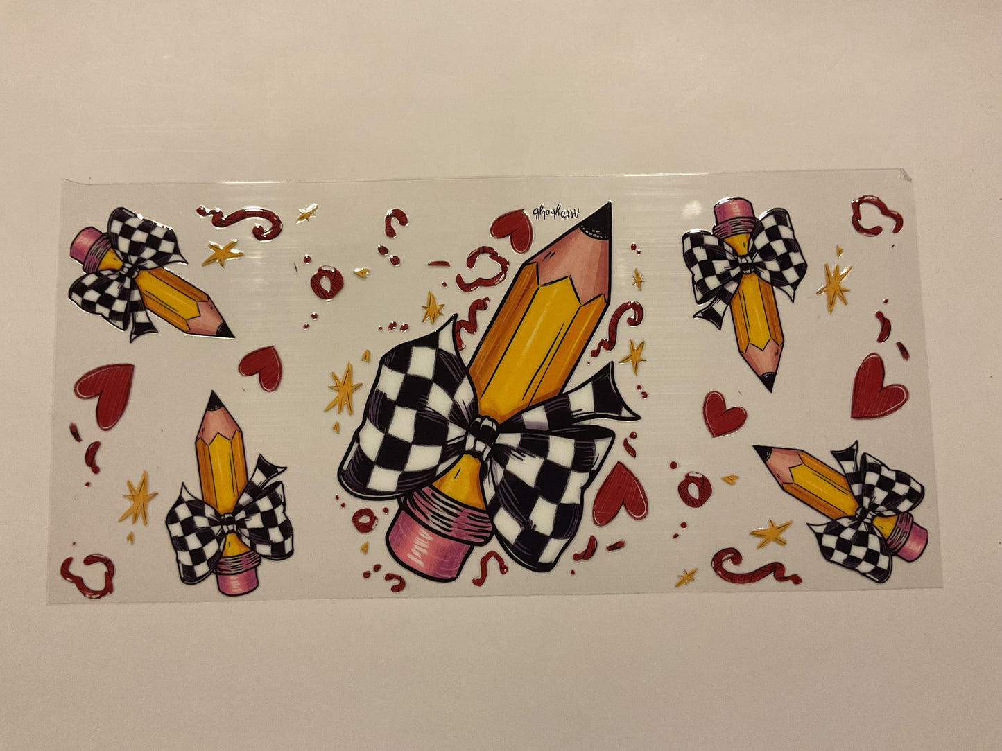 Pencil Checkered Bow Teacher