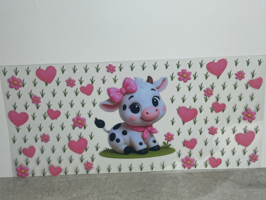 Baby Cow Calf Flowers Hearts
