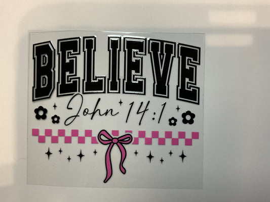 Believe Pink Bow ~ Decal Faith