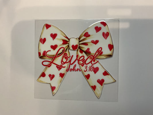 Bow With Hearts ‘Loved” ~ Decal Faith