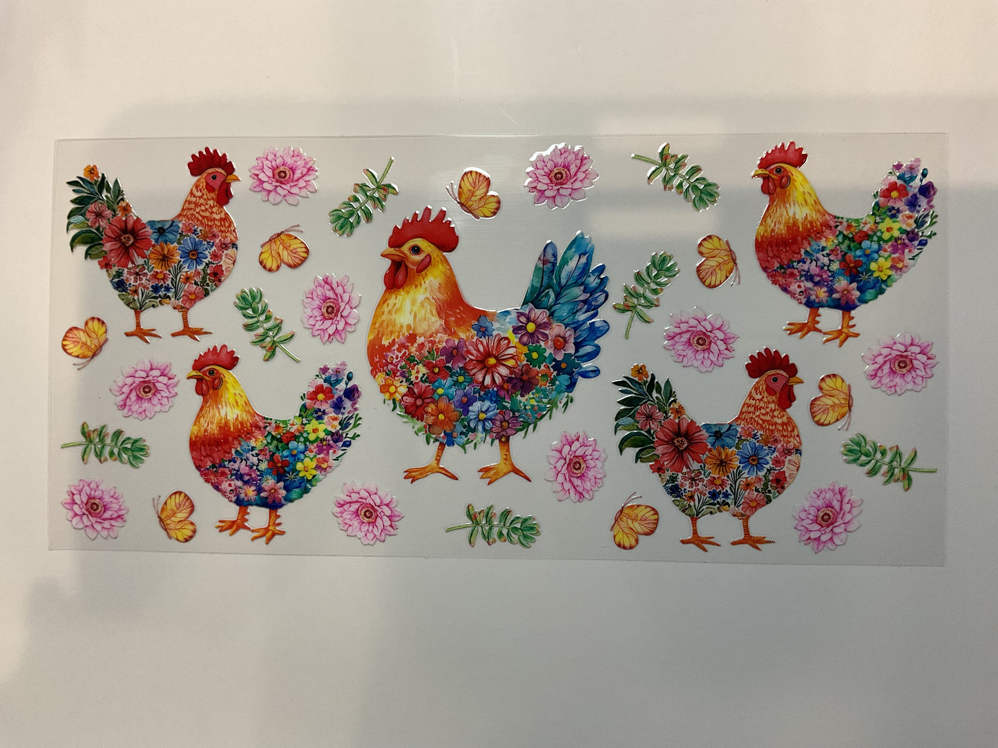 Multiple Chickens Bright Colors